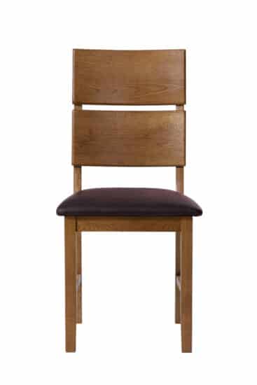 Masivní dubová rustik židle Karla s hnědou koženkou 4