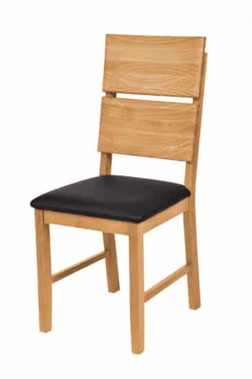 Masivní dubová olejovaná a voskovaná židle Karla černá koženka 1