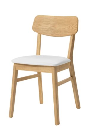 Dubová židle Vilnius s bílou koženkou