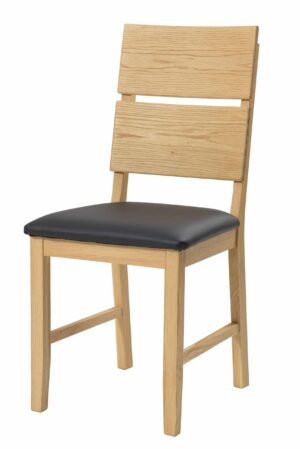 Masivní dubová olejovaná a voskovaná židle Karla černá koženka