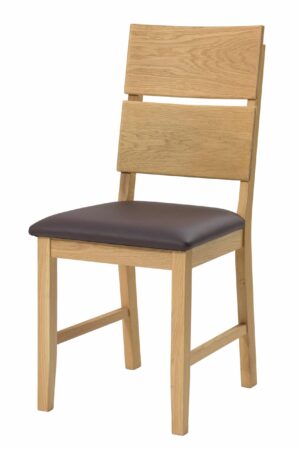 Masivní dubová olejovaná a voskovaná židle Karla hnědá koženka