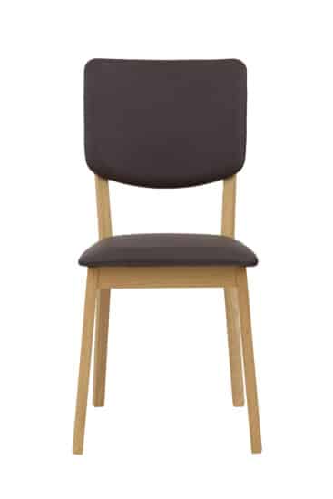 Představujeme Vám  jídelní židli Tallin polstrovanou hnědou koženkou v provedení olej s voskem.