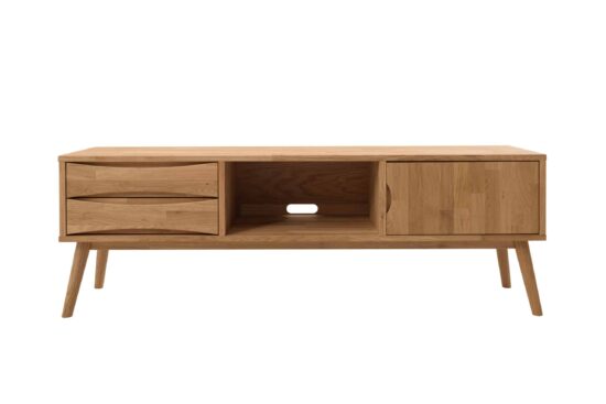 Komoda pod TV z masivu dubu Futura je špičkovým kouskem nábytku, který dokonale kombinuje elegance, funkčnost a udržitelnost.
