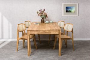 Jídelní set Moroni - Benet z masivu dubu: vytvořte ze své jídelny místo, kde se prostírá nejen jídlo, ale i pohoda a styl.