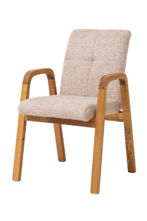 Dubová židle Orion v béžovém čalounění spojuje přírodní eleganci s maximálním pohodlím. Díky masivní konstrukci z dubového dřeva a měkkému sedáku se hodí nejen k jídelnímu stolu, ale i do pracovny či obývacího pokoje. Stylový a univerzální kousek, který dodá vašemu interiéru teplo a útulnost.