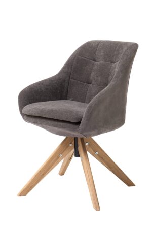 Otočné křesílko Hugo v šedém provedení spojuje maximální pohodlí s moderním designem. Měkké polstrování, příjemná látka a masivní dubové nohy z něj dělají stylový a praktický doplněk do každého interiéru.