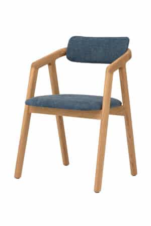 Dubová židle Aksel s modrým polstrováním
