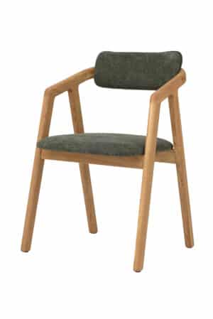 Dubová židle Aksel se zeleným polstrováním