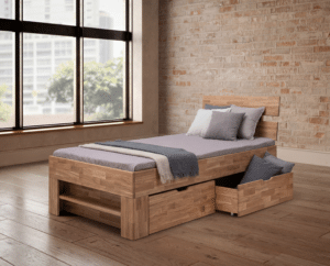 Dubová postel Sofi Kubus z masivního dřeva v provedení cink zaujme moderním přírodním vzhledem, vysokou odolností a dlouhou životností. Precizní zpracování spolu se stabilní konstrukcí poskytují maximální pohodlí a kvalitní zázemí pro klidný spánek po mnoho let. Pro ještě větší praktičnost lze postel doplnit o zásuvky, které nabídnou pohodlný úložný prostor.