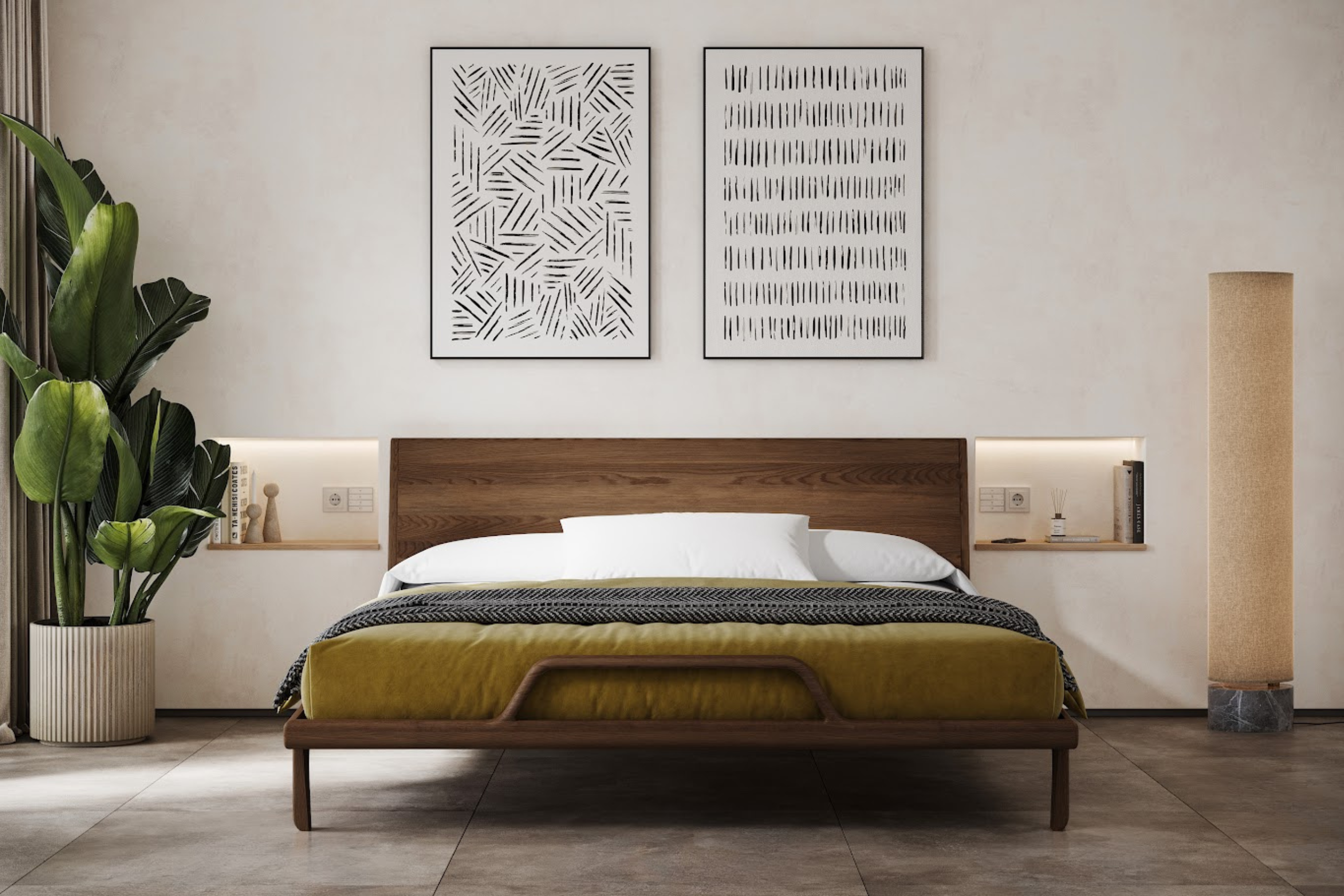Moderní postel z masivního jasanu v elegantním odstínu ořechu s vysokým čelem, stylovým dřevěným rámem a originálním designovým detailem v přední části. Jemné křivky a vzdušná konstrukce vytvářejí harmonický kus nábytku s nadčasovým designem.